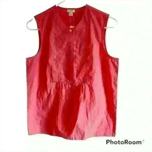 J. Crew Factory salmon colored sleeveless eyelet insert shirt size xs NWT